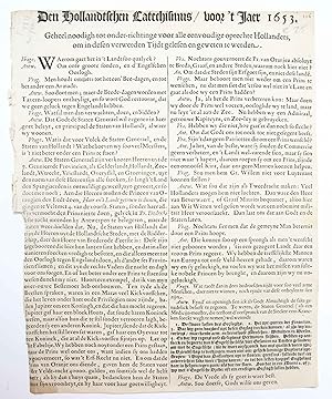 Pamphlet. Den Hollandtschen Catechismus voor t Jaer 1653. Geheel noodigh tot onder-richtinge voo...