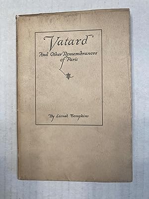 Vatard and Other Remembrances of Paris. SIGNED.