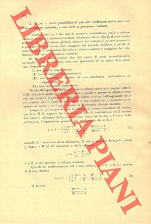 Sulla possibilità di più alti rendimenti dei motori con ciclo a volume costante, e con ciclo a pr...