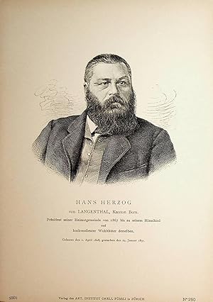 HERZOG, Hans Herzog (1828-1891) Schweizer Politiker in Langenthal