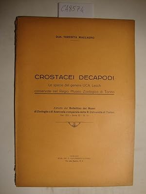Crostacei decapodi - Le specie del genere UCA Leach conservate nel Regio Museo Zoologico di Torino