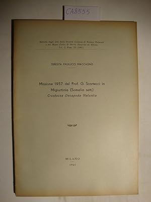 Missione 1957 del Prof. G. Scortecci in Migiurtinia (Somalia sett.) - Crustacea Decapoda Natantia