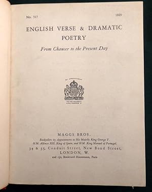 Catalogue No 517. 1929. English Verse & Dramatic Poetry. From Chaucer to the Present Day