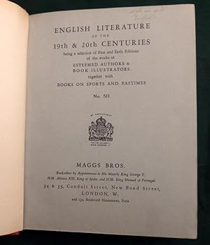 Catalogue No 511. 1928. English Literature of the 19th & 20th Centuries Together with Books on Sp...