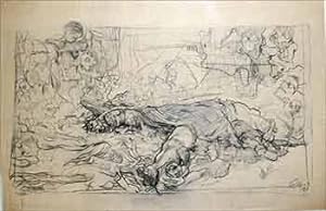 Vergewaltige Beuersfrau, 1907 (Raped Woman) (Facsimile of a drawing. Plate 8 of 24 from the Richt...