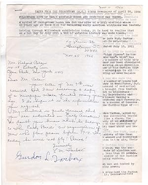 Gurdon L. Tarbox - Signed ALS (Body by Other), Dated 11-25-1966. Inventor of Automatic Pilot ("Ir...