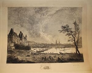 Vue de Rouen en 1773, prise de la rive gauche, avec le Pont de Bateaux.