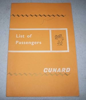 Cunard Line List of Passengers, R.M.S. Queen Mary Cabin, from New York to Cherbourg and Southampt...