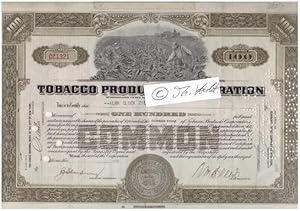 ORIGINAL-AKTIE Tobacco Products Corporation Limited stock certificate 1930's, 100 SHARES