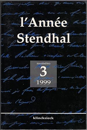 L'Année Stendhal numéro 3.