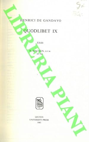 Quodlibet IX. Editit R. Macken.