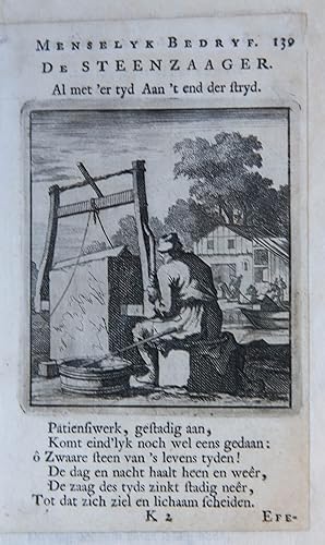 Antique print/originele prent: De Steenzaager/The Stone-Sawyer.