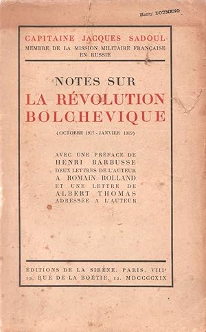Notes sur la Révolution Bolchévique (octobre 1917 - janvier 1919)