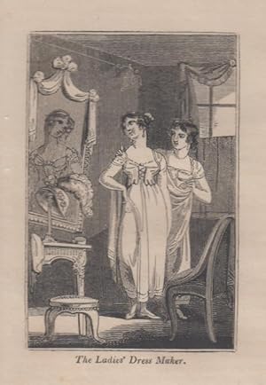 Orig. Holzstich: The Ladies' Dress Maker / Der Damenschneider.