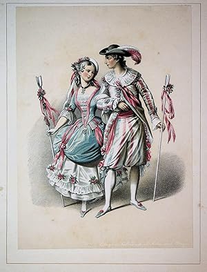 Ugarte- Kinsky Doppelporträt Kostümbildnisse Farblithographie von Leopold Müller (1807-1862) nach...