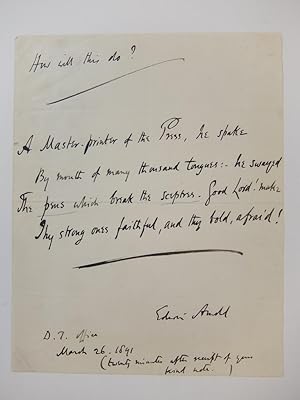 Autograph Manuscript Signed; Original Poem