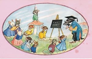 Schoolmaster Mole Teaching Rabbits Molly Brett Medici Postcard