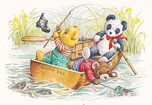 Panda Bears Bpating Rowing A Boat Audrey Tarrant Medici Postcard