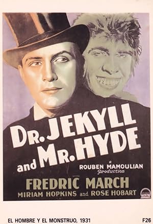 Dr Jekyll & Mr Hyde Frederic March Spanish Film Poster Postcard