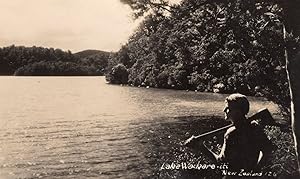 Man Perhaps With Maori Weapon Fishing Lake Waikare New Zealand Postcard Photo