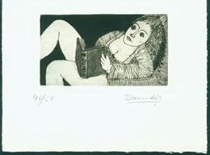 Ex Libris Benoit Junod. Woodcut signed by artist, numbered 46 of 50.