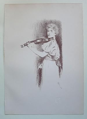The Violinist. An original auto-lithograph.