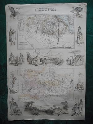 Countries in the Northern Tropical Regions of Africa. ORIGINAL Steel Engraved Maps and Vignette V...