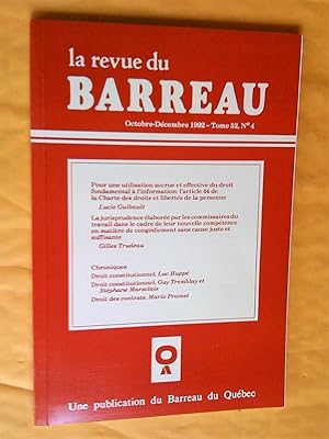 La Revue du Barreau, tome 52, no 4, octobre-décembre 1992