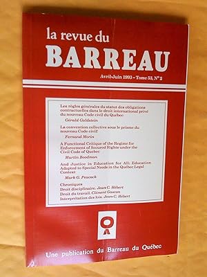 La Revue du Barreau, tome 53, no 2, avril-juin 1993
