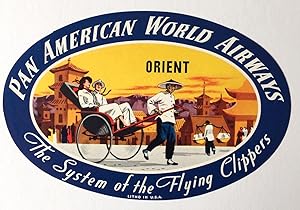 Original Vintage Luggage Label - Pan American: The Orient