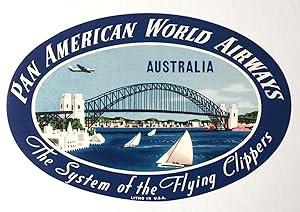 Original Vintage Luggage Label - Pan American: Australia