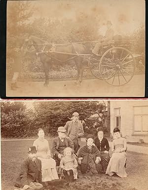 Victorian Horse & Cart & Stately Home Family 2x Cabinet Card
