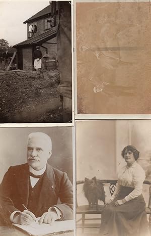 Man Riding Horse Ladder Painting Writing Letter Dog 4x Real Photo Postcard s