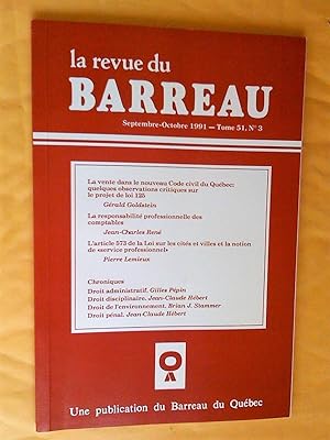 La Revue du Barreau, tome 51, no 3, septembre-octobre 1991