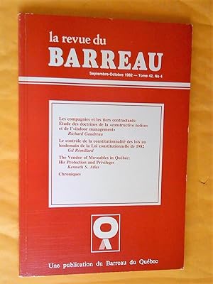 La Revue du Barreau, tome 42, no 4, septembre-octobre 1982