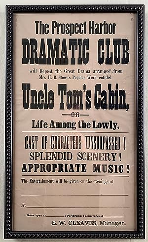 Uncle Toms Cabin Advertised by Local Maine Drama Club