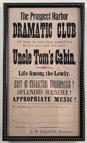 Uncle Toms Cabin Advertised by Local Maine Drama Club