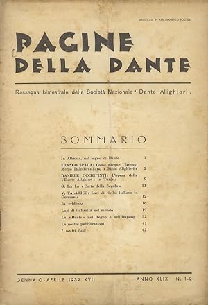 PAGINE della Dante. Rassegna bimestrale della Società Nazionale "Dante Alighieri". Anno XLIX. N. ...