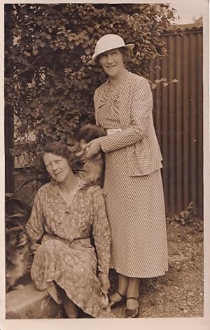 Cheeky Hairdresser Dog Playing With Ladies Hair Antique Real Photo Postcard