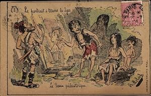 Künstler Ansichtskarte / Postkarte Moloch, B., Le portrait a travers les ages, prehistorique, Höh...