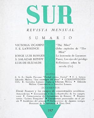 Revista SUR No. 197 Mar 1951. Jorge Luis Borges: La inocencia de Layamon; T. E. Lawrence: The Min...