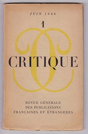CRITIQUE. Revue Générale des Publications Francaises et Étrangères. Revue mensuelle. Konvolut von...