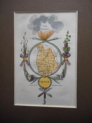 Vienne Area - City of Poitiers - an Original Hand-Coloured Antique Engraved Map
