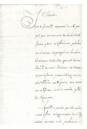 Manuscript on paper entitled "Adicion," containing an edict by Philip V. 8 unnumbered leaves