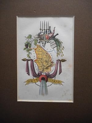 HAUTE MARNE Area - City of Chaumont - an Original Hand-Coloured Antique Engraved Map