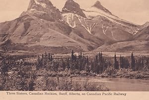 Three Sisters on Rockies Canada Canadian Pacific Railway Old Postcard