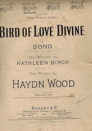 Bird of Love Divine Song - in F as Sung By Felice Lyne