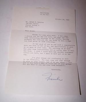 TYPED LETTER SIGNED by Frank Waters to Ralph H. Houston
