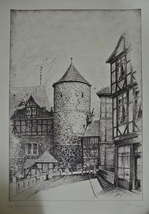 Fritz Goy: Der Regimentsturm am Hohen Ufer. (Hannover, signierter Kunstdruck)