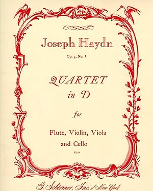 Quartet in D Major, Op. 5 No. 1 - for Flute, Violin, Viola and Cello [FULL SCORE & SET of FOUR PA...